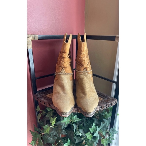 VINTAGE LEATHERCRAFT suede cowboy boots sz 9 - Picture 9 of 11